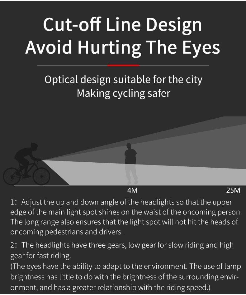 Bike Front Light Rainproof USB Rechargeable Bicycle Light Cycling Headlight LED Flashlight Bike USB Rechargeable Bicycle Light Bicycle Front Headlight LED Bike Headlight Lamp 2000mAh