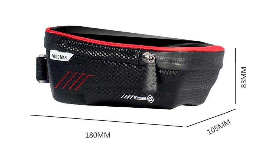 Black Bike Bag Frame Front Top Tube Cycling Bag Waterproof Phone Case Touchscreen Bag Pack Bicycle Accessories Bike Bicycle Bag Waterproof Bike Phone Mount Bag Front Frame Top Tube Handlebar Bag Touch Screen Holder Case For Cell Phones 6.6in