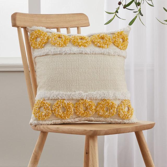 Cushion Cover Cotton Linen Pillowcase Tufted Beige Decorative Fashionable Cotton Hand-Woven Throw Pillow Covers Tufted Pillow Covers Bedroom Throw Pillow Cushion For Bed Home