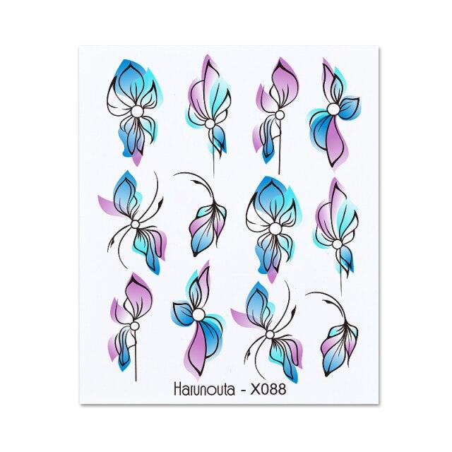 Embossed Nails Sticker 3D Flower Leaves Slider Water Transfer Nail Decals for Nail Art Transfer Sticker 3D Wave Design Decoration for Women Girls Art Stickers Decal Decoration Metallic Curve Strip Line Nail Decor