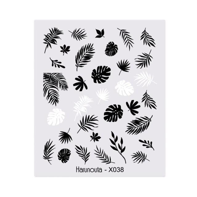 Embossed Nails Sticker 3D Flower Leaves Slider Water Transfer Nail Decals for Nail Art Transfer Sticker 3D Wave Design Decoration for Women Girls Art Stickers Decal Decoration Metallic Curve Strip Line Nail Decor