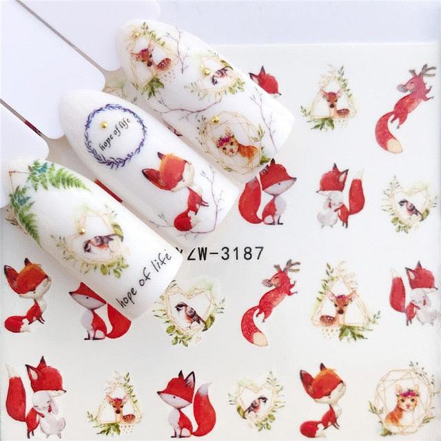 Nail Art Water Transfer Stickers Anime Mouse Animal Kid slider adhesive Watermark Decals Women Beauty Wedding Nails Decal Self-Adhesive 3D Wave Design Decoration for Women Girls Art Stickers Decal Decoration Metallic Curve Strip Line Nail