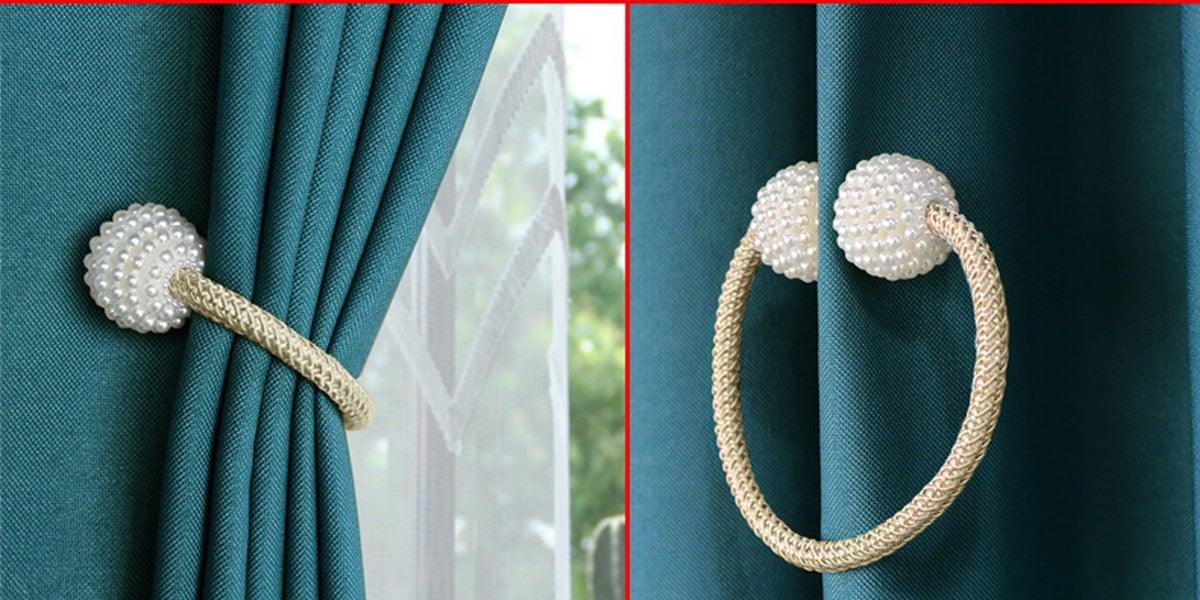 Pearl Magnetic Curtain Clip Curtain Holder Tieback Buckle Clips Hanging Ball Buckle Tie Back Curtain Accessories Home Decor Decorative Curtain Holdbacks Crystal Tie Backs For Curtains Curtain Holders For Window Draperies