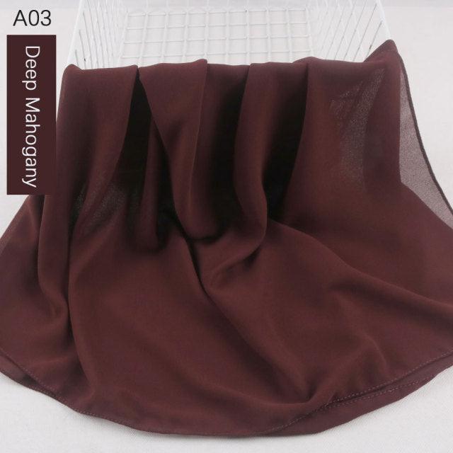 Fashion Soft Long Plain High Quality Premium Heavy Lightweight Elegant Chiffon Hijab Scarf Scarves Hijabs Lightweight Islamic Head Wear Escharpe Shawls Long Shawls For Women