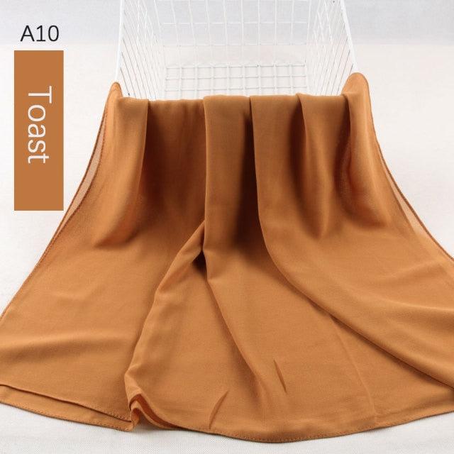Fashion Soft Long Plain High Quality Premium Heavy Lightweight Elegant Chiffon Hijab Scarf Scarves Hijabs Lightweight Islamic Head Wear Escharpe Shawls Long Shawls For Women