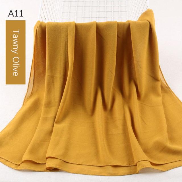 Fashion Soft Long Plain High Quality Premium Heavy Lightweight Elegant Chiffon Hijab Scarf Scarves Hijabs Lightweight Islamic Head Wear Escharpe Shawls Long Shawls For Women