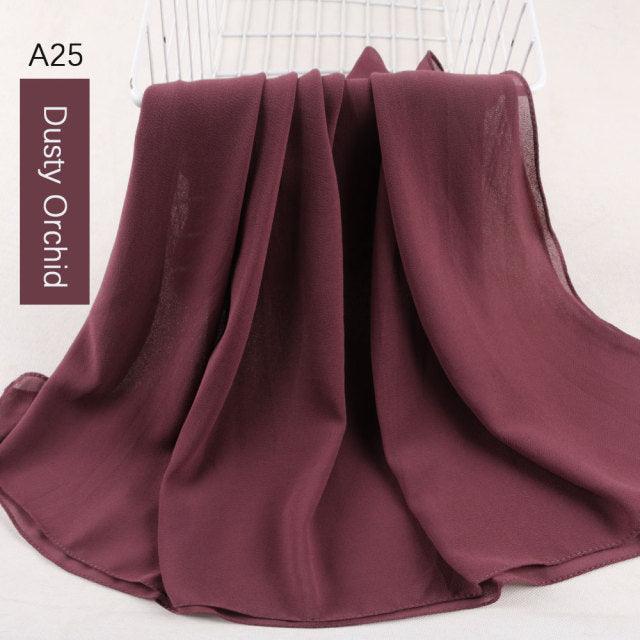 Fashion Soft Long Plain High Quality Premium Heavy Lightweight Elegant Chiffon Hijab Scarf Scarves Hijabs Lightweight Islamic Head Wear Escharpe Shawls Long Shawls For Women