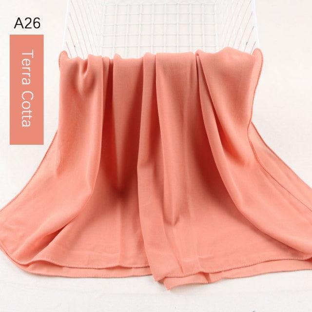Fashion Soft Long Plain High Quality Premium Heavy Lightweight Elegant Chiffon Hijab Scarf Scarves Hijabs Lightweight Islamic Head Wear Escharpe Shawls Long Shawls For Women