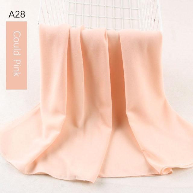 Fashion Soft Long Plain High Quality Premium Heavy Lightweight Elegant Chiffon Hijab Scarf Scarves Hijabs Lightweight Islamic Head Wear Escharpe Shawls Long Shawls For Women