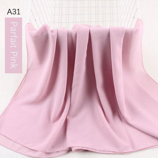 Fashion Soft Long Plain High Quality Premium Heavy Lightweight Elegant Chiffon Hijab Scarf Scarves Hijabs Lightweight Islamic Head Wear Escharpe Shawls Long Shawls For Women