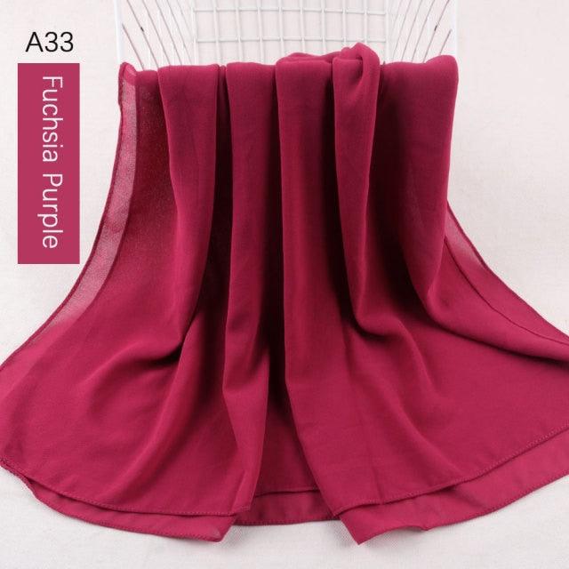 Fashion Soft Long Plain High Quality Premium Heavy Lightweight Elegant Chiffon Hijab Scarf Scarves Hijabs Lightweight Islamic Head Wear Escharpe Shawls Long Shawls For Women