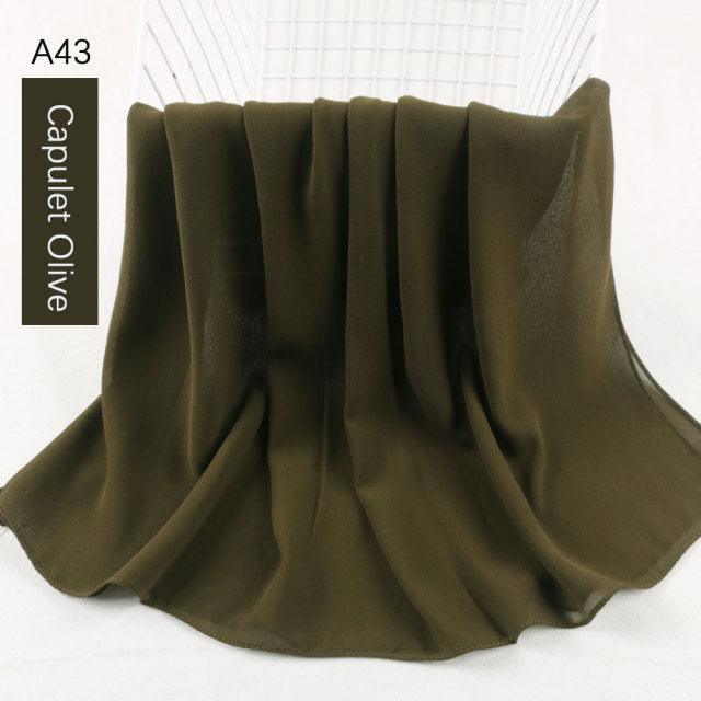 Fashion Soft Long Plain High Quality Premium Heavy Lightweight Elegant Chiffon Hijab Scarf Scarves Hijabs Lightweight Islamic Head Wear Escharpe Shawls Long Shawls For Women