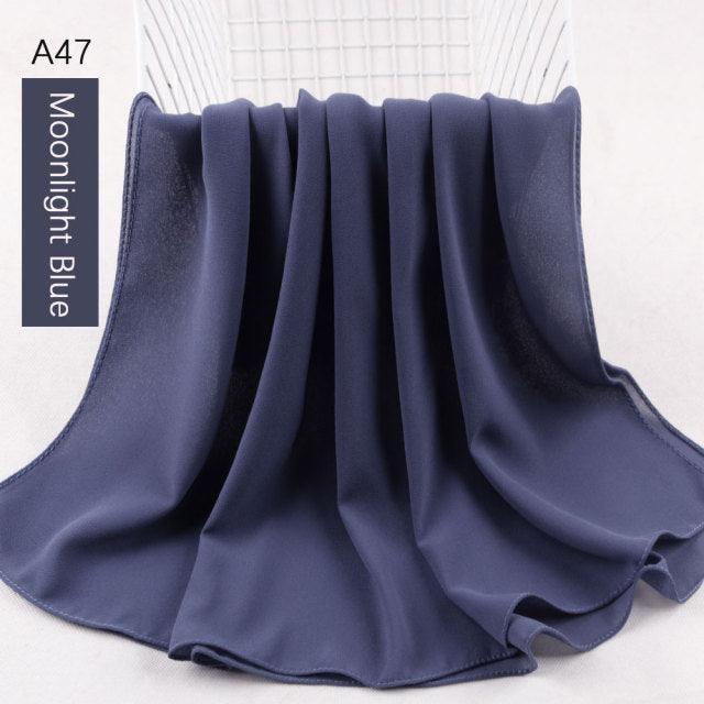 Fashion Soft Long Plain High Quality Premium Heavy Lightweight Elegant Chiffon Hijab Scarf Scarves Hijabs Lightweight Islamic Head Wear Escharpe Shawls Long Shawls For Women