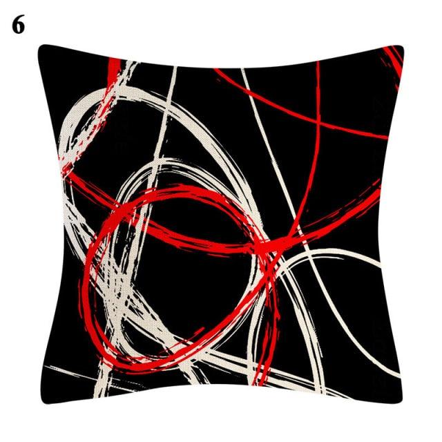 Red Abstract Cushion Cover Geometric Pillow Cases Sofa Decorative Modern Abstract Painting Pillow Case Beautiful Cushion Covers Fashion Pillowcase Pillow Cover