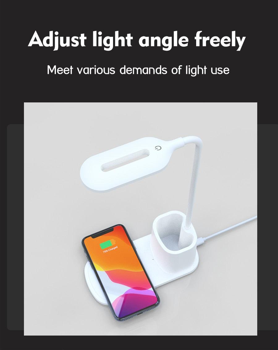 Touch Dimmable LED Desk Lamp 10W Wireless Charging/USB Charging Table Light for Children Kids Reading Study Bedside Bedroom Decorative Table Lamp Cute Study Lamps for Bedroom Décor