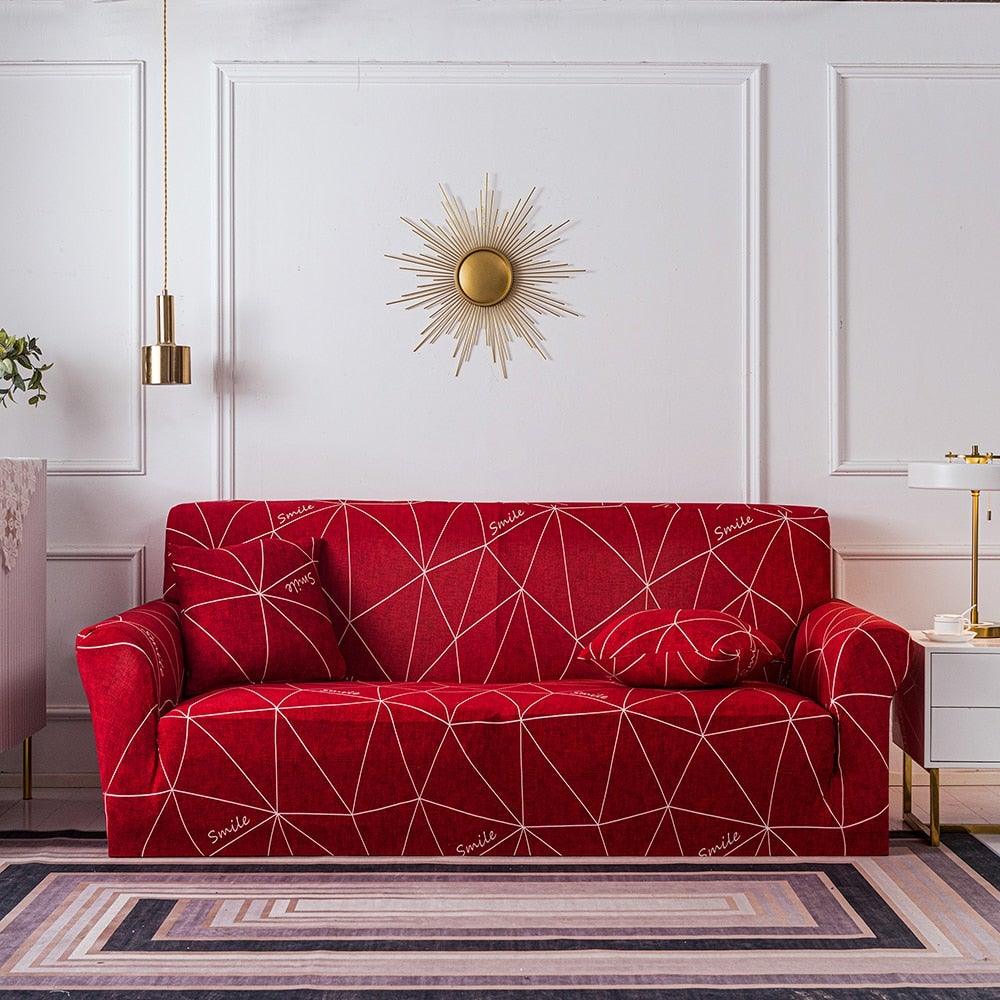 Elastic Plain Floral Printing Sofa Cover Stretch for Living Room Couch Cover Chair Protector 1/2/3/4 Seater Printed Couch Cover for 3 Cushion Couch Floral Pattern Sofa Cover with Separate Cushion Cover Pieces Stretch Sofa Slipcover