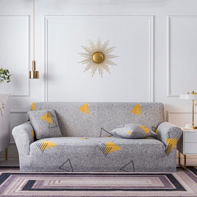 Elastic Plain Floral Printing Sofa Cover Stretch for Living Room Couch Cover Chair Protector 1/2/3/4 Seater Printed Couch Cover for 3 Cushion Couch Floral Pattern Sofa Cover with Separate Cushion Cover Pieces Stretch Sofa Slipcover