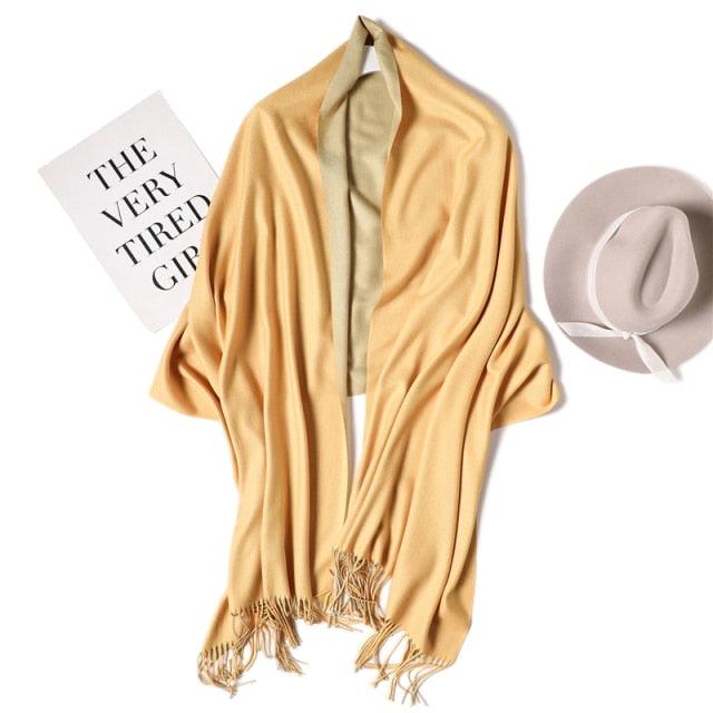 Fashion Winter Solid Soft Scarf Cashmere Lightweight Scarves Shawls Cashmere Escharpe Scarfs Lightweight Shawls Hijabs Shawls Escharpe Elegant Wrap Blanket Bandana Tassel For Lady