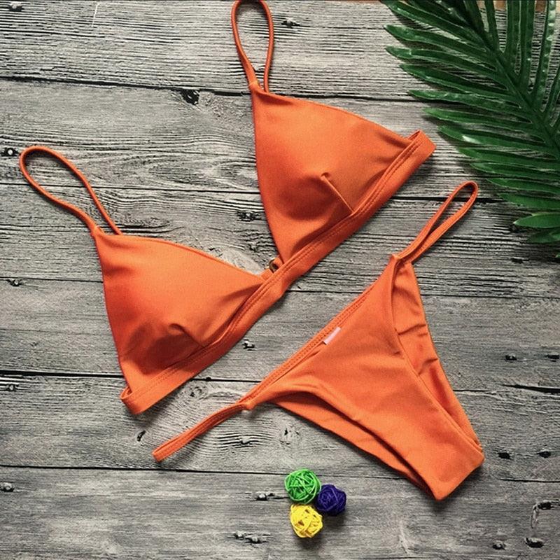 Push Up Bikini Set Swimsuits High Waist Swimwear Women Ribbed Bathing Suits Brazilian Bikinis Swimsuit for Women Bottom Triangle Bikinis Top Bathing Suit