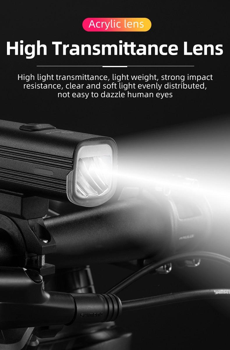 Bike Light Front Lamp USB Rechargeable LED 4800mAh Bicycle Light Waterproof Bicycle Light Set USB Rechargeable Super Bright Bike Headlight For Night Riding Bracket 1000LM