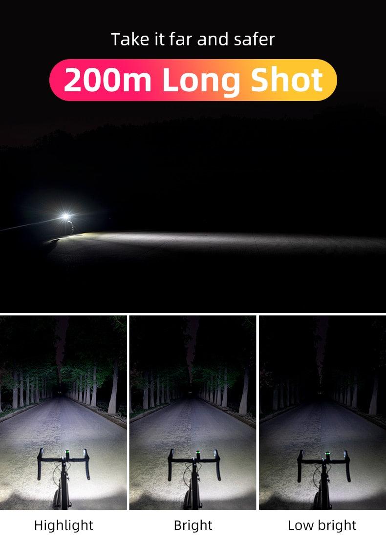 Bike Light Front Lamp USB Rechargeable LED 4800mAh Bicycle Light Waterproof Bicycle Light Set USB Rechargeable Super Bright Bike Headlight For Night Riding Bracket 1000LM