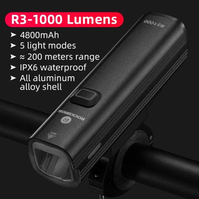 Bike Light Front Lamp USB Rechargeable LED 4800mAh Bicycle Light Waterproof Bicycle Light Set USB Rechargeable Super Bright Bike Headlight For Night Riding Bracket 1000LM