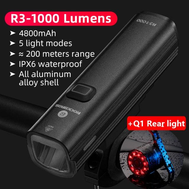 Bike Light Front Lamp USB Rechargeable LED 4800mAh Bicycle Light Waterproof Bicycle Light Set USB Rechargeable Super Bright Bike Headlight For Night Riding Bracket 1000LM