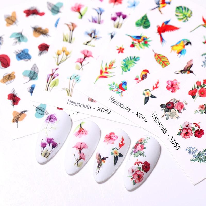 Nails Sticker Nail Art Decorations Flowers Leaves Decals Water Transfer Sliders Woman Face Fruit Foil Manicures Wraps Water Transfer Nail Decals Sticker For Pretty Girl Self-Adhesive Nail Decals Designer Nail Stickers for Acrylic Decal