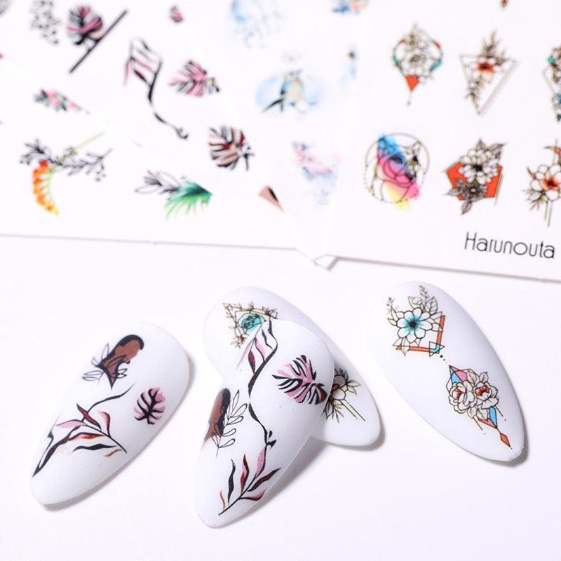 Nails Sticker Nail Art Decorations Flowers Leaves Decals Water Transfer Sliders Woman Face Fruit Foil Manicures Wraps Water Transfer Nail Decals Sticker For Pretty Girl Self-Adhesive Nail Decals Designer Nail Stickers for Acrylic Decal
