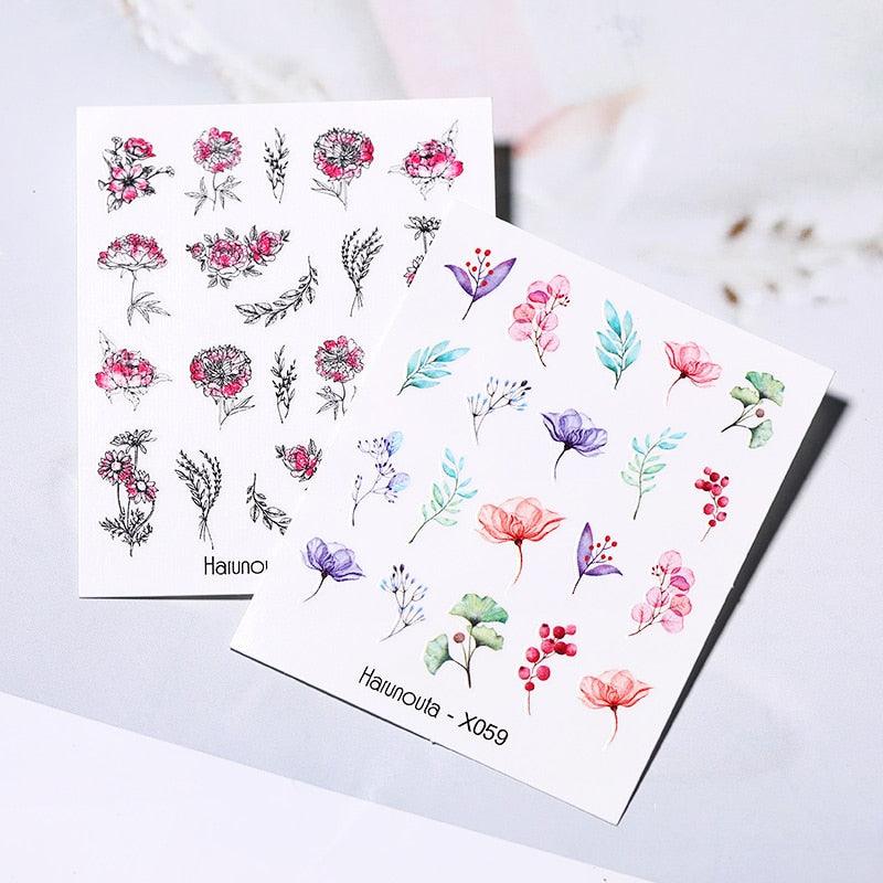 Nails Sticker Nail Art Decorations Flowers Leaves Decals Water Transfer Sliders Woman Face Fruit Foil Manicures Wraps Water Transfer Nail Decals Sticker For Pretty Girl Self-Adhesive Nail Decals Designer Nail Stickers for Acrylic Decal