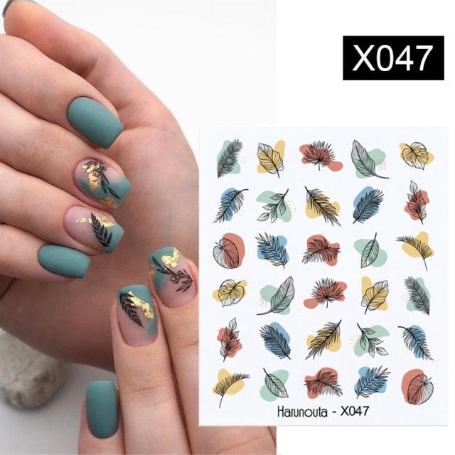 Nails Sticker Nail Art Decorations Flowers Leaves Decals Water Transfer Sliders Woman Face Fruit Foil Manicures Wraps Water Transfer Nail Decals Sticker For Pretty Girl Self-Adhesive Nail Decals Designer Nail Stickers for Acrylic Decal