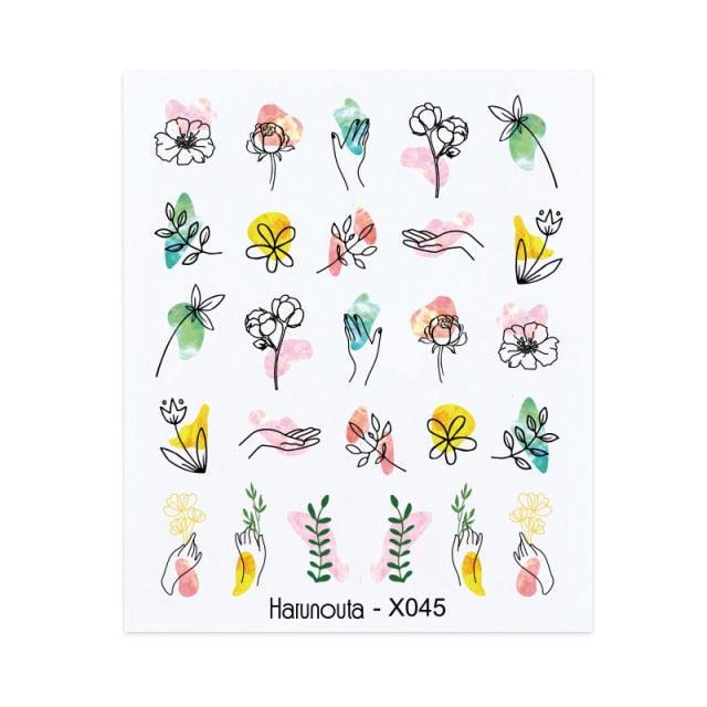 Nails Sticker Nail Art Decorations Flowers Leaves Decals Water Transfer Sliders Woman Face Fruit Foil Manicures Wraps Water Transfer Nail Decals Sticker For Pretty Girl Self-Adhesive Nail Decals Designer Nail Stickers for Acrylic Decal