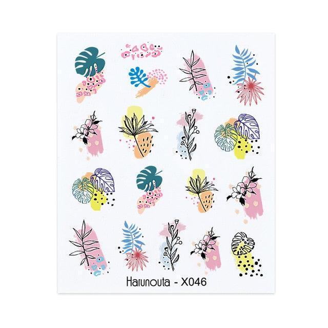 Nails Sticker Nail Art Decorations Flowers Leaves Decals Water Transfer Sliders Woman Face Fruit Foil Manicures Wraps Water Transfer Nail Decals Sticker For Pretty Girl Self-Adhesive Nail Decals Designer Nail Stickers for Acrylic Decal