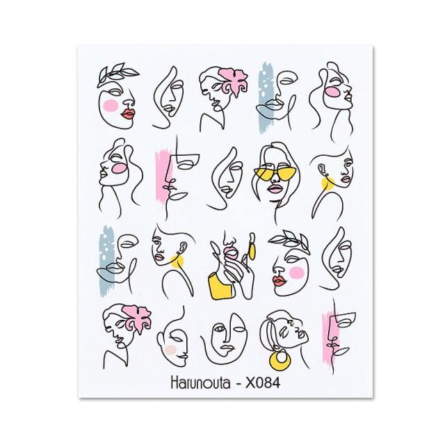 Nails Sticker Nail Art Decorations Flowers Leaves Decals Water Transfer Sliders Woman Face Fruit Foil Manicures Wraps Water Transfer Nail Decals Sticker For Pretty Girl Self-Adhesive Nail Decals Designer Nail Stickers for Acrylic Decal