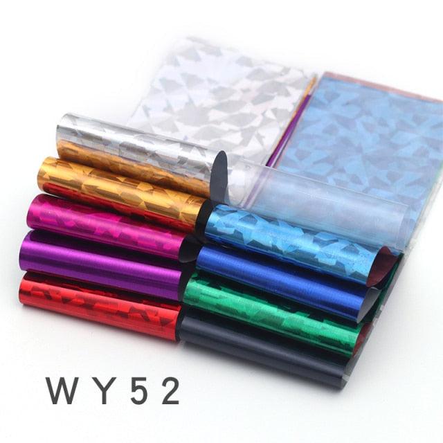 Holographic Nail Foil Transfer Set Sticker Decal Nail Art Foils Designer Marble Nail Decoration Sliders Wraps Manicure Women Kids Girls Manicure Decoration Nail Art Supplies 3D Self-Adhesive Nail Decals Designer Nail Stickers for Acrylic Nails