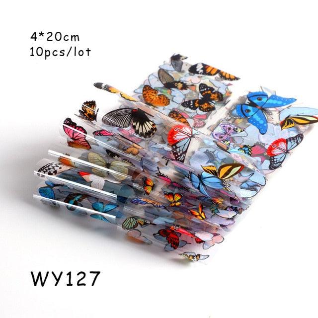 Holographic Nail Foil Transfer Set Sticker Decal Nail Art Foils Designer Marble Nail Decoration Sliders Wraps Manicure Women Kids Girls Manicure Decoration Nail Art Supplies 3D Self-Adhesive Nail Decals Designer Nail Stickers for Acrylic Nails