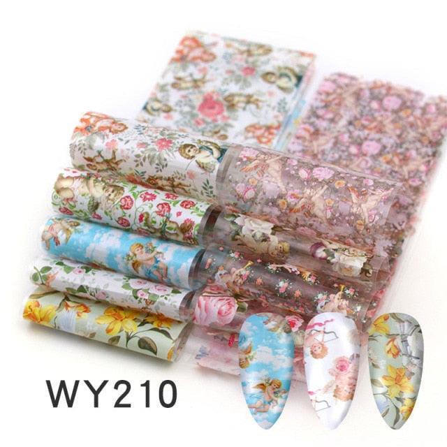 Holographic Nail Foil Transfer Set Sticker Decal Nail Art Foils Designer Marble Nail Decoration Sliders Wraps Manicure Women Kids Girls Manicure Decoration Nail Art Supplies 3D Self-Adhesive Nail Decals Designer Nail Stickers for Acrylic Nails