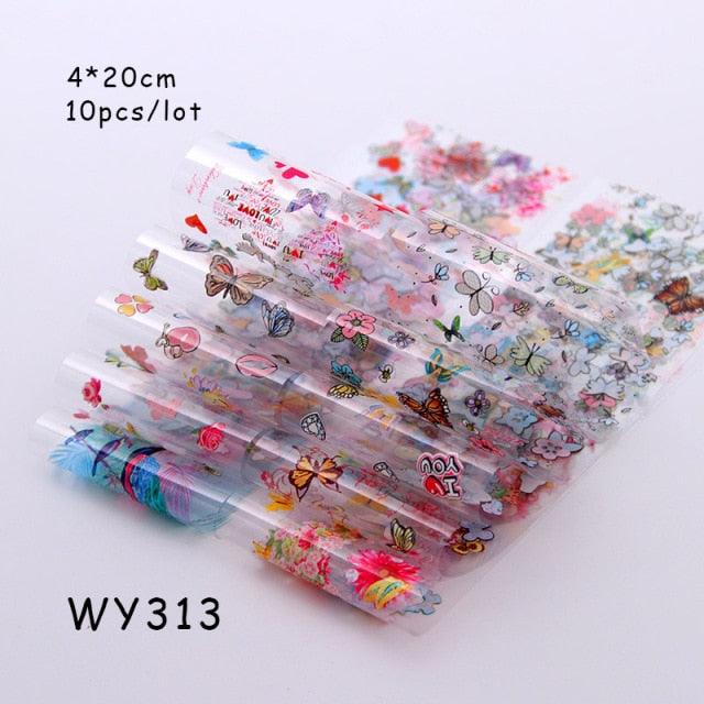 Holographic Nail Foil Transfer Set Sticker Decal Nail Art Foils Designer Marble Nail Decoration Sliders Wraps Manicure Women Kids Girls Manicure Decoration Nail Art Supplies 3D Self-Adhesive Nail Decals Designer Nail Stickers for Acrylic Nails