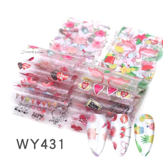 Holographic Nail Foil Transfer Set Sticker Decal Nail Art Foils Designer Marble Nail Decoration Sliders Wraps Manicure Women Kids Girls Manicure Decoration Nail Art Supplies 3D Self-Adhesive Nail Decals Designer Nail Stickers for Acrylic Nails