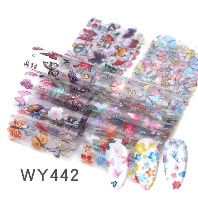 Holographic Nail Foil Transfer Set Sticker Decal Nail Art Foils Designer Marble Nail Decoration Sliders Wraps Manicure Women Kids Girls Manicure Decoration Nail Art Supplies 3D Self-Adhesive Nail Decals Designer Nail Stickers for Acrylic Nails