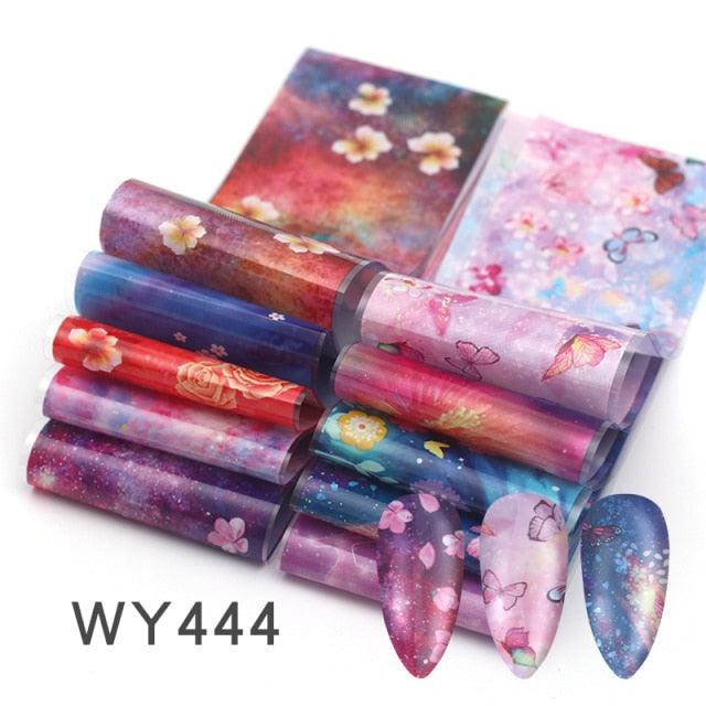 Holographic Nail Foil Transfer Set Sticker Decal Nail Art Foils Designer Marble Nail Decoration Sliders Wraps Manicure Women Kids Girls Manicure Decoration Nail Art Supplies 3D Self-Adhesive Nail Decals Designer Nail Stickers for Acrylic Nails