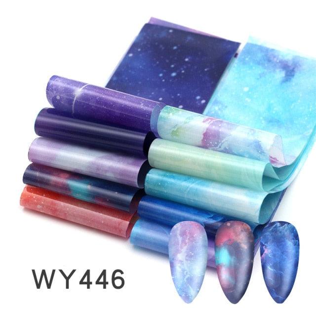 Holographic Nail Foil Transfer Set Sticker Decal Nail Art Foils Designer Marble Nail Decoration Sliders Wraps Manicure Women Kids Girls Manicure Decoration Nail Art Supplies 3D Self-Adhesive Nail Decals Designer Nail Stickers for Acrylic Nails