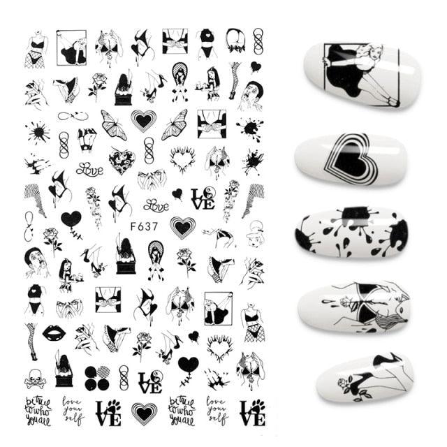 3D Nail Stickers Leaves Butterfly Panda Love Heart Design Stickers For Nails Manicure Foil Nail Art Decor Girls Manicure Decoration Nail Art Supplies 3D Self-Adhesive Nail Decals Designer Nail Stickers for Acrylic Nails