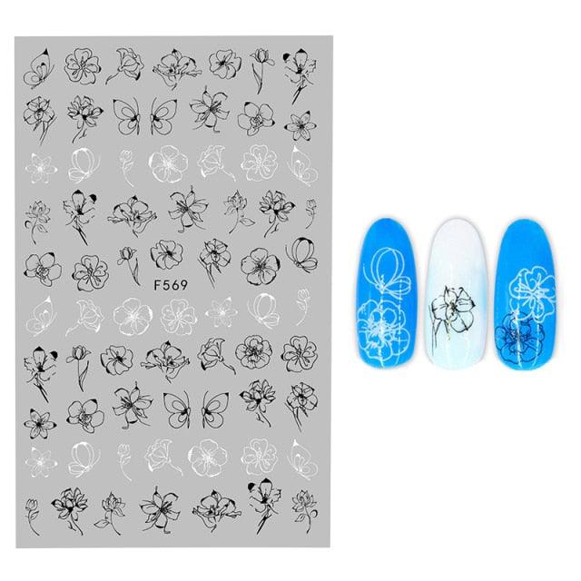 3D Nail Stickers Leaves Butterfly Panda Love Heart Design Stickers For Nails Manicure Foil Nail Art Decor Girls Manicure Decoration Nail Art Supplies 3D Self-Adhesive Nail Decals Designer Nail Stickers for Acrylic Nails