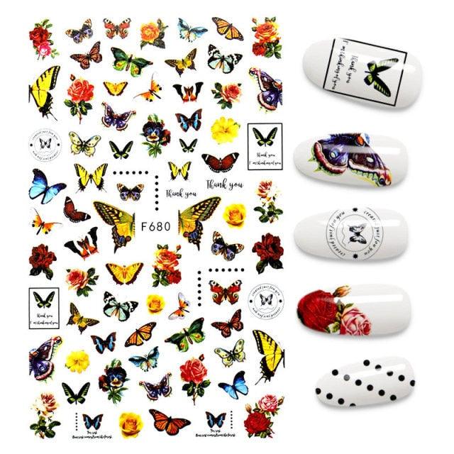 3D Nail Stickers Leaves Butterfly Panda Love Heart Design Stickers For Nails Manicure Foil Nail Art Decor Girls Manicure Decoration Nail Art Supplies 3D Self-Adhesive Nail Decals Designer Nail Stickers for Acrylic Nails