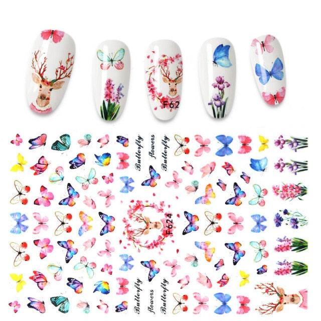3D Nail Stickers Leaves Butterfly Panda Love Heart Design Stickers For Nails Manicure Foil Nail Art Decor Girls Manicure Decoration Nail Art Supplies 3D Self-Adhesive Nail Decals Designer Nail Stickers for Acrylic Nails