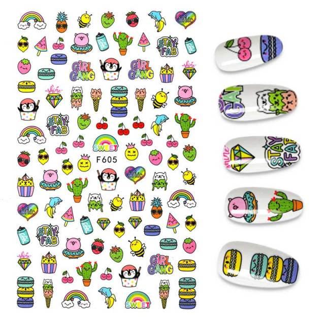 3D Nail Stickers Leaves Butterfly Panda Love Heart Design Stickers For Nails Manicure Foil Nail Art Decor Girls Manicure Decoration Nail Art Supplies 3D Self-Adhesive Nail Decals Designer Nail Stickers for Acrylic Nails