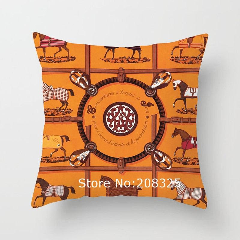 New Horse Cushion Cover Short Plus Luxury Horse Cotton Linen Decorative Pillowcase Cushion Decorative Pillows Covers for Home Sofa Couch Car Bedrooms 45x45cm