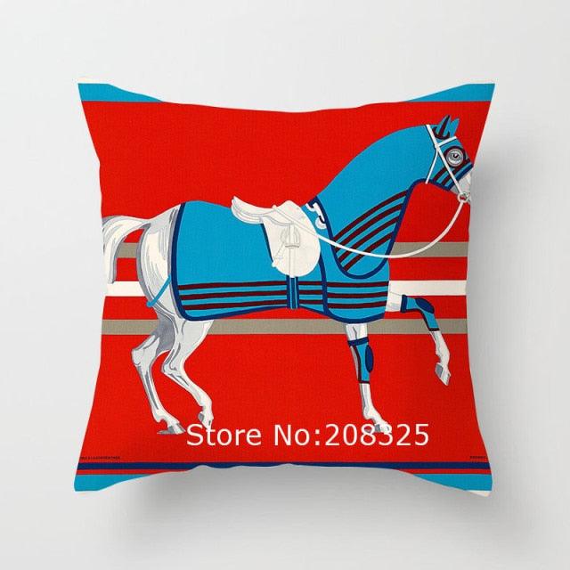 New Horse Cushion Cover Short Plus Luxury Horse Cotton Linen Decorative Pillowcase Cushion Decorative Pillows Covers for Home Sofa Couch Car Bedrooms 45x45cm
