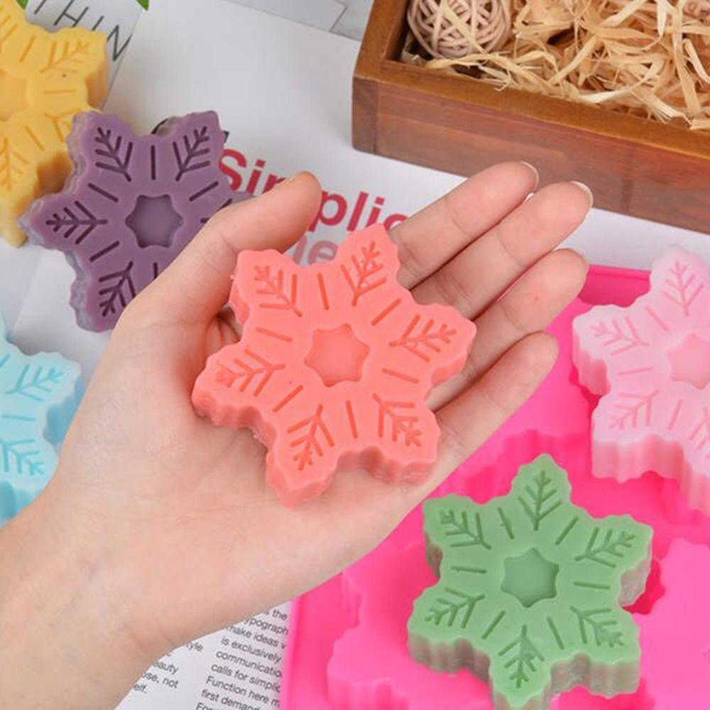 Snowflake Chocolate Mold Soap Silicone Ice Tray Cake Christmas Mould 6 Cavities Baking Pastry Tools Silicone Snowflake Molds Cake Pans Cookie Trays Handmade Soap Making Mould